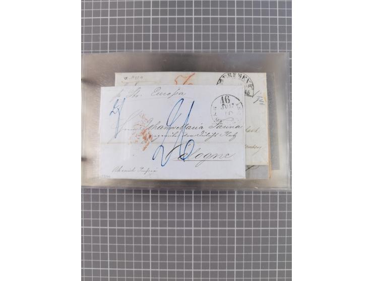 1846/77, 40 Briefe von bzw. in die USA mit Transit über Bremen bzw. nach Bremen adressiert, dabei viele verschiedene Tax- und