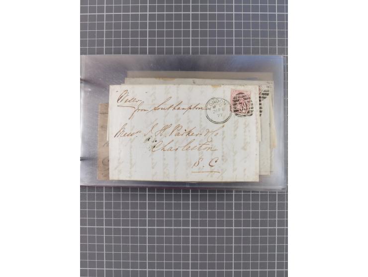 1846/77, 40 Briefe von bzw. in die USA mit Transit über Bremen bzw. nach Bremen adressiert, dabei viele verschiedene Tax- und