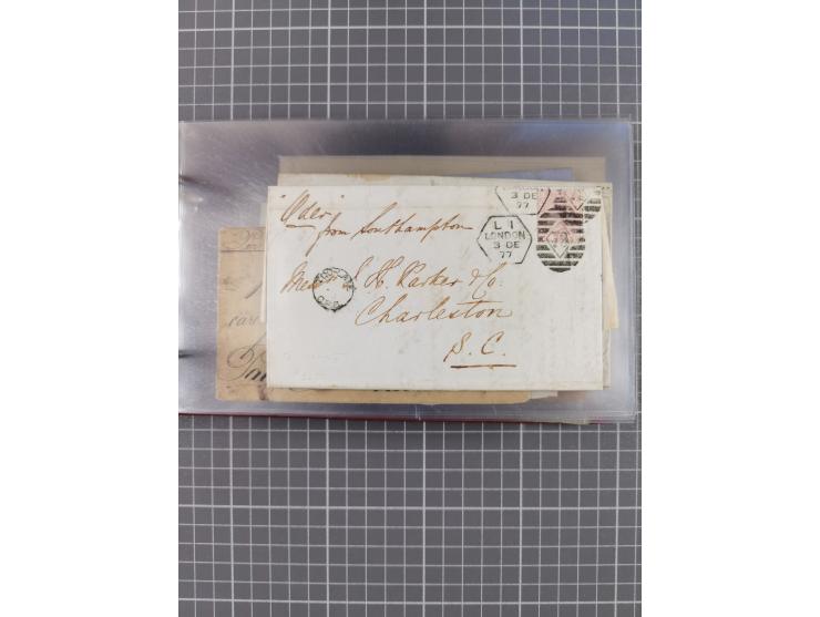 1846/77, 40 Briefe von bzw. in die USA mit Transit über Bremen bzw. nach Bremen adressiert, dabei viele verschiedene Tax- und