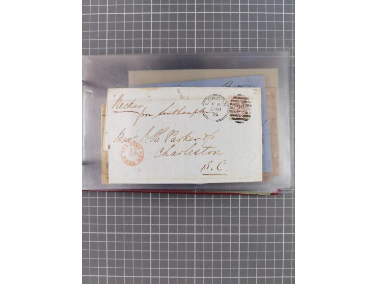 1846/77, 40 Briefe von bzw. in die USA mit Transit über Bremen bzw. nach Bremen adressiert, dabei viele verschiedene Tax- und