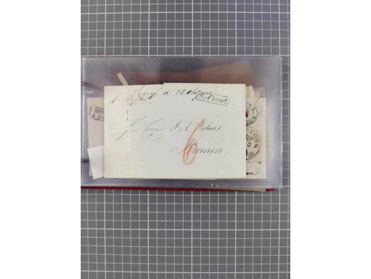 1846/77, 40 Briefe von bzw. in die USA mit Transit über Bremen bzw. nach Bremen adressiert, dabei viele verschiedene Tax- und