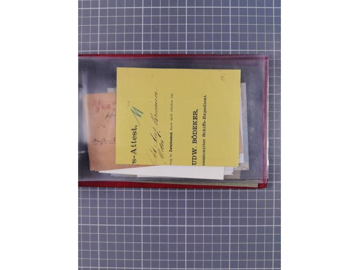 1846/77, 40 Briefe von bzw. in die USA mit Transit über Bremen bzw. nach Bremen adressiert, dabei viele verschiedene Tax- und