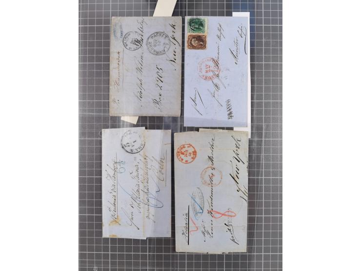 1859/1879, kleine Sammlung mit 26 Briefen von Hamburg bzw. im Transit sowie in den USA, dabei bessere Tax- Stempel, frankiert