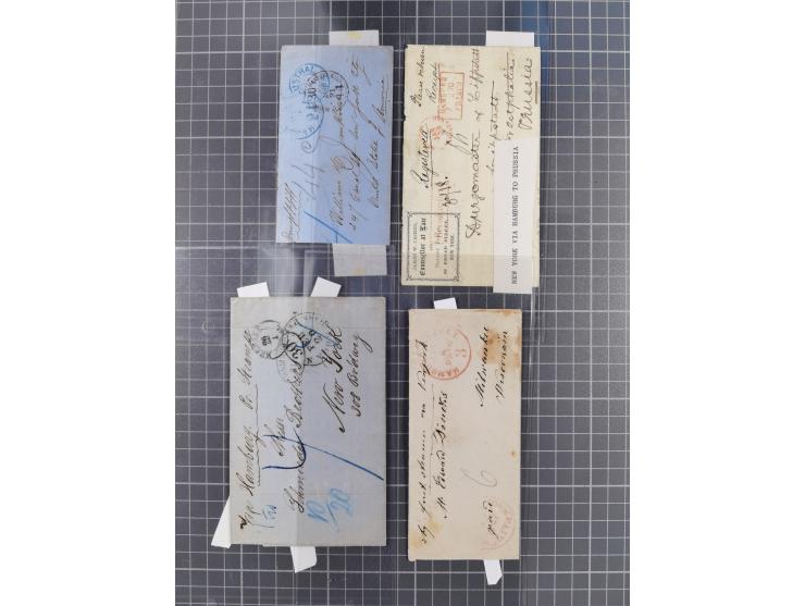 1859/1879, kleine Sammlung mit 26 Briefen von Hamburg bzw. im Transit sowie in den USA, dabei bessere Tax- Stempel, frankiert