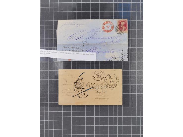 1859/1879, kleine Sammlung mit 26 Briefen von Hamburg bzw. im Transit sowie in den USA, dabei bessere Tax- Stempel, frankiert