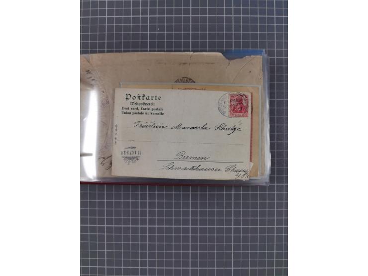 1891/1925, Sammlung “DASP BREMEN-NEW YORK I.-X.” mit ca. 50 Briefen, Karten und GSK, dabei zwei Postkarten mit L1 “Missent to
