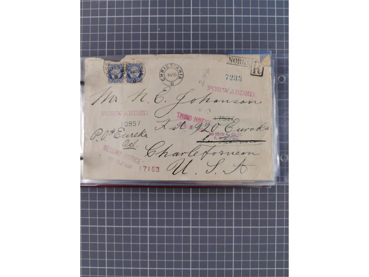 1891/1925, Sammlung “DASP BREMEN-NEW YORK I.-X.” mit ca. 50 Briefen, Karten und GSK, dabei zwei Postkarten mit L1 “Missent to