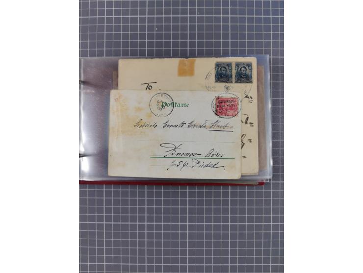 1891/1925, Sammlung “DASP BREMEN-NEW YORK I.-X.” mit ca. 50 Briefen, Karten und GSK, dabei zwei Postkarten mit L1 “Missent to