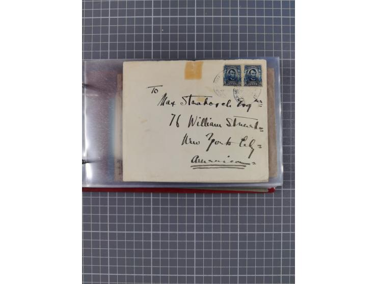 1891/1925, Sammlung “DASP BREMEN-NEW YORK I.-X.” mit ca. 50 Briefen, Karten und GSK, dabei zwei Postkarten mit L1 “Missent to