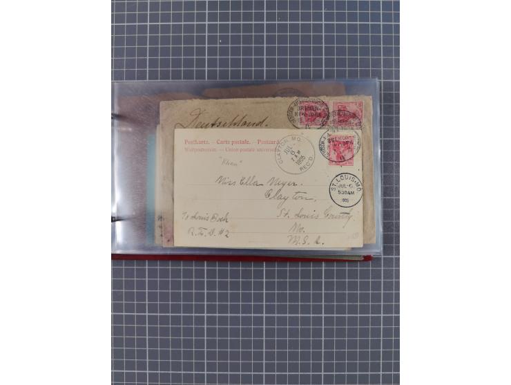 1891/1925, Sammlung “DASP BREMEN-NEW YORK I.-X.” mit ca. 50 Briefen, Karten und GSK, dabei zwei Postkarten mit L1 “Missent to