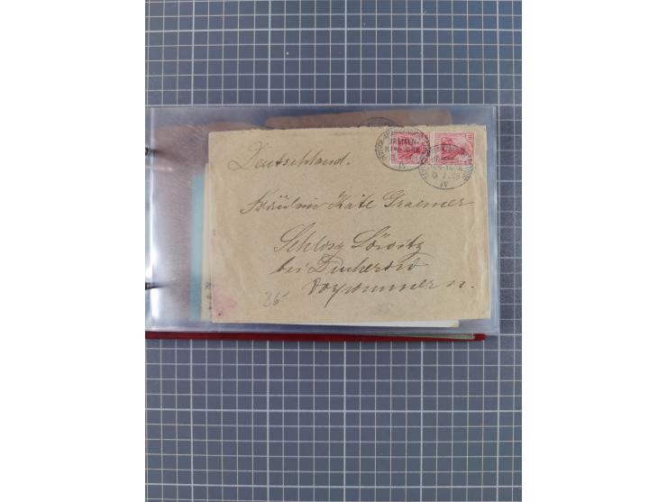 1891/1925, Sammlung “DASP BREMEN-NEW YORK I.-X.” mit ca. 50 Briefen, Karten und GSK, dabei zwei Postkarten mit L1 “Missent to