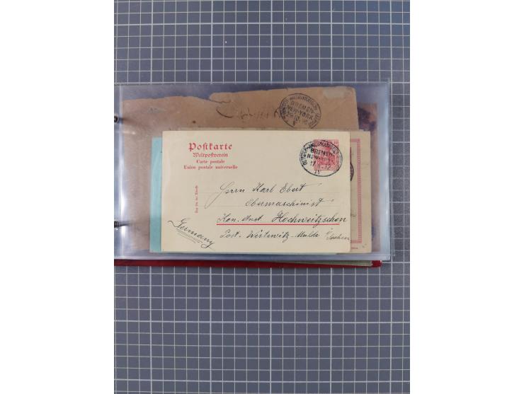 1891/1925, Sammlung “DASP BREMEN-NEW YORK I.-X.” mit ca. 50 Briefen, Karten und GSK, dabei zwei Postkarten mit L1 “Missent to