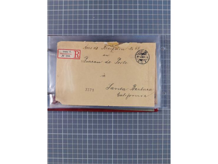 1891/1925, Sammlung “DASP BREMEN-NEW YORK I.-X.” mit ca. 50 Briefen, Karten und GSK, dabei zwei Postkarten mit L1 “Missent to