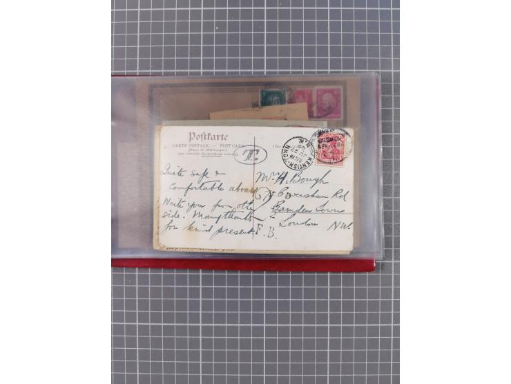 1891/1925, Sammlung “DASP BREMEN-NEW YORK I.-X.” mit ca. 50 Briefen, Karten und GSK, dabei zwei Postkarten mit L1 “Missent to