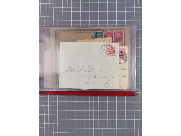 1891/1925, Sammlung “DASP BREMEN-NEW YORK I.-X.” mit ca. 50 Briefen, Karten und GSK, dabei zwei Postkarten mit L1 “Missent to