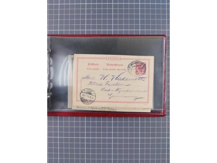 1891/1925, Sammlung “DASP BREMEN-NEW YORK I.-X.” mit ca. 50 Briefen, Karten und GSK, dabei zwei Postkarten mit L1 “Missent to