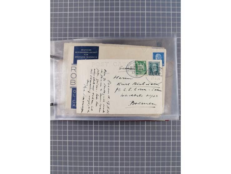 1906/33, Sammlung “DSP LINIE BREMEN-NEW YORK a-h” mit ca. 60 Briefen, Karten und GSK, dabei u.a. Ozean-Briefumschlag 1932 und