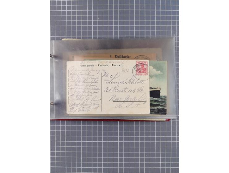 1906/33, Sammlung “DSP LINIE BREMEN-NEW YORK a-h” mit ca. 60 Briefen, Karten und GSK, dabei u.a. Ozean-Briefumschlag 1932 und