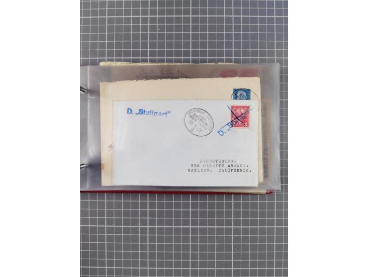 1906/33, Sammlung “DSP LINIE BREMEN-NEW YORK a-h” mit ca. 60 Briefen, Karten und GSK, dabei u.a. Ozean-Briefumschlag 1932 und