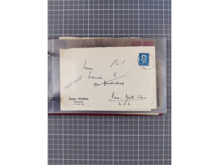 1906/33, Sammlung “DSP LINIE BREMEN-NEW YORK a-h” mit ca. 60 Briefen, Karten und GSK, dabei u.a. Ozean-Briefumschlag 1932 und