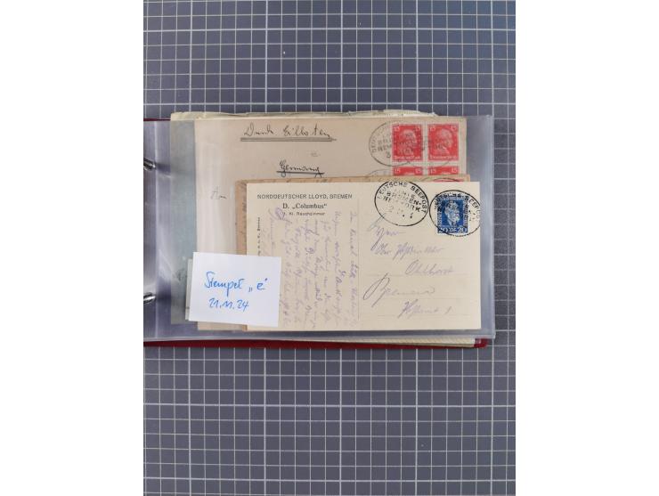 1906/33, Sammlung “DSP LINIE BREMEN-NEW YORK a-h” mit ca. 60 Briefen, Karten und GSK, dabei u.a. Ozean-Briefumschlag 1932 und
