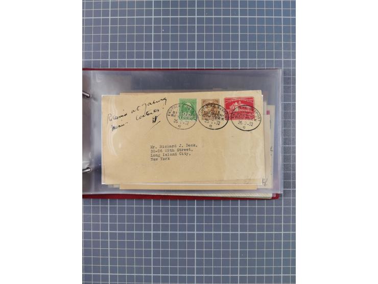 1906/33, Sammlung “DSP LINIE BREMEN-NEW YORK a-h” mit ca. 60 Briefen, Karten und GSK, dabei u.a. Ozean-Briefumschlag 1932 und