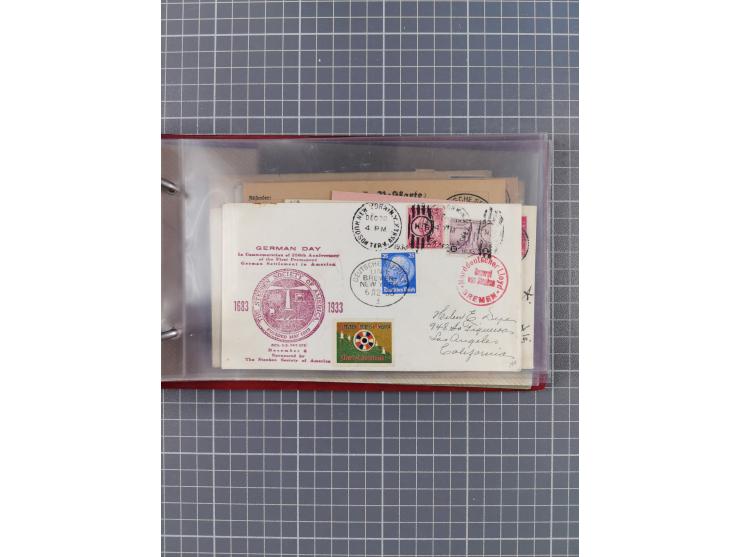 1906/33, Sammlung “DSP LINIE BREMEN-NEW YORK a-h” mit ca. 60 Briefen, Karten und GSK, dabei u.a. Ozean-Briefumschlag 1932 und