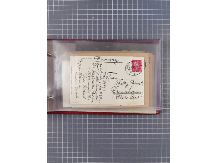 1906/33, Sammlung “DSP LINIE BREMEN-NEW YORK a-h” mit ca. 60 Briefen, Karten und GSK, dabei u.a. Ozean-Briefumschlag 1932 und