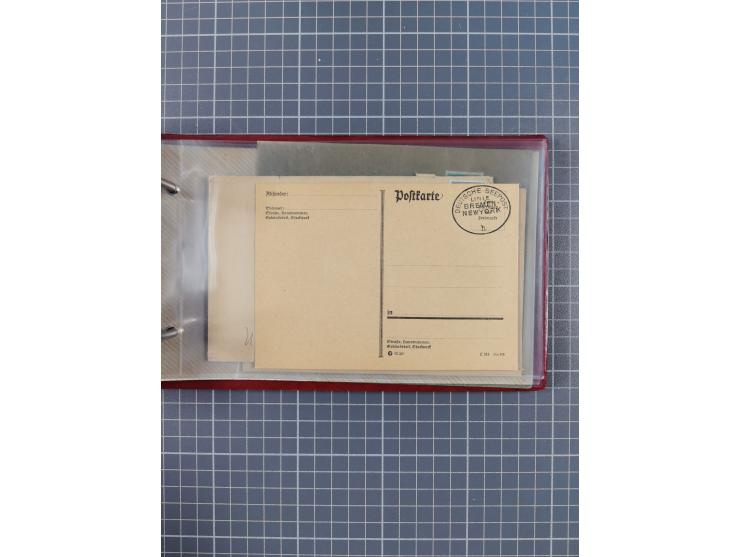 1906/33, Sammlung “DSP LINIE BREMEN-NEW YORK a-h” mit ca. 60 Briefen, Karten und GSK, dabei u.a. Ozean-Briefumschlag 1932 und