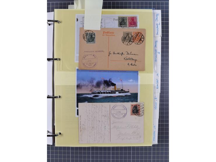 1920/40, Sammlung “Seedienst Ostpreussen” mit ca. 30 Briefen, Karten und GSK inkl. frühe Nebenstempel “Auf hoher See”, dabei 