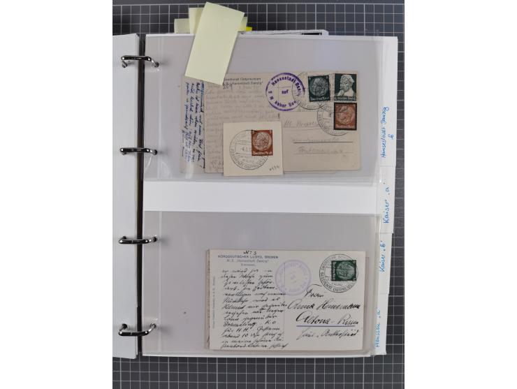 1920/40, Sammlung “Seedienst Ostpreussen” mit ca. 30 Briefen, Karten und GSK inkl. frühe Nebenstempel “Auf hoher See”, dabei 