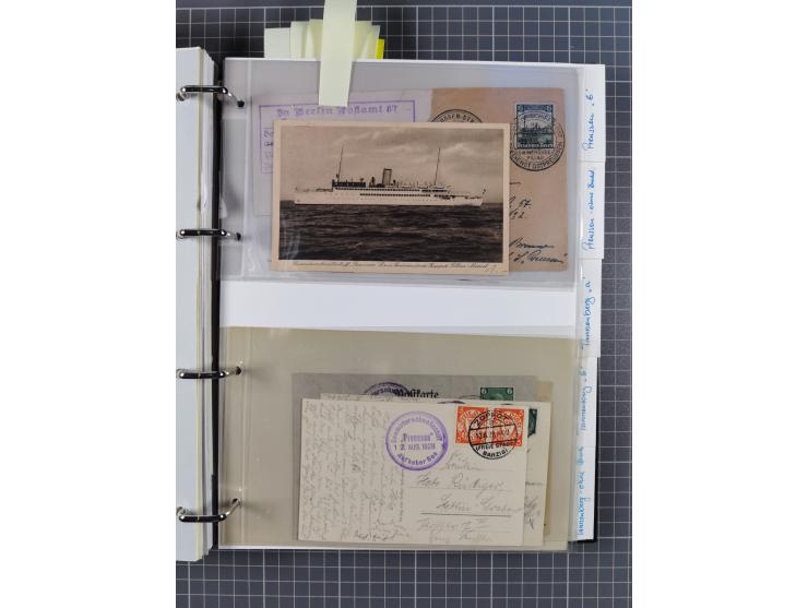 1920/40, Sammlung “Seedienst Ostpreussen” mit ca. 30 Briefen, Karten und GSK inkl. frühe Nebenstempel “Auf hoher See”, dabei 