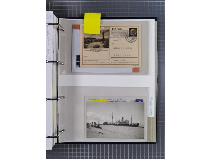 1920/40, Sammlung “Seedienst Ostpreussen” mit ca. 30 Briefen, Karten und GSK inkl. frühe Nebenstempel “Auf hoher See”, dabei 