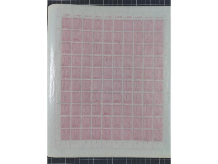 1945, Mi.-Nr. 121-123X, je 100 Werte in Bögen, bei Mi.-Nr. 123X fallen ca. vier Werte wegen diversen Fehlern aus, sonst einwa