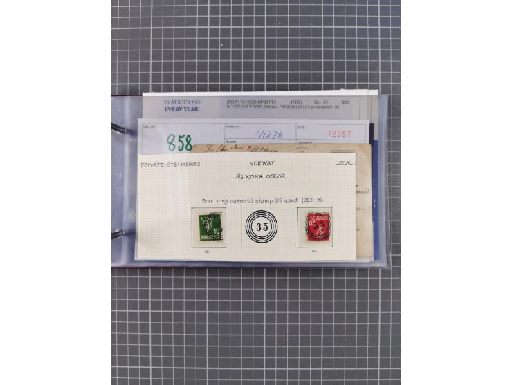 Norwegen: 1885/1934, Sammlung “Nummern-Stempel der Schiffspost ex 17/837” mit über 40 Briefen, Karten und GSK sowie einigen l