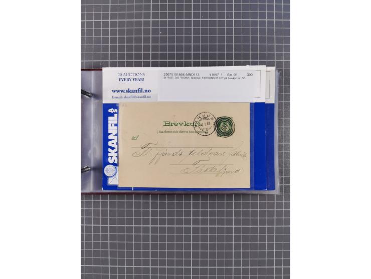 Norwegen: 1885/1934, Sammlung “Nummern-Stempel der Schiffspost ex 17/837” mit über 40 Briefen, Karten und GSK sowie einigen l