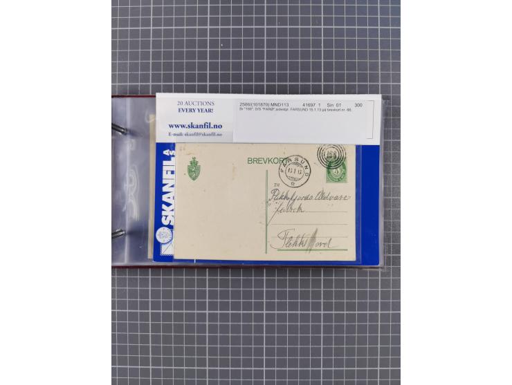 Norwegen: 1885/1934, Sammlung “Nummern-Stempel der Schiffspost ex 17/837” mit über 40 Briefen, Karten und GSK sowie einigen l