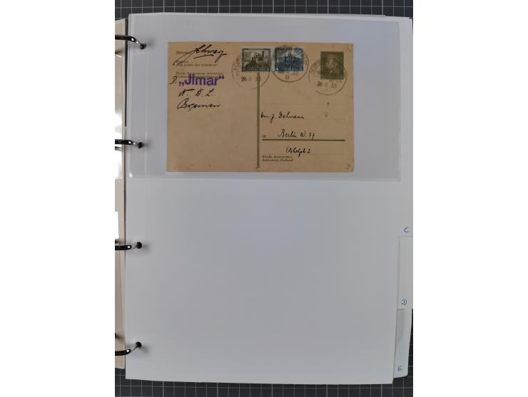 1924/36, Sammlung “DSP LINIE HAMBURG-OSTAFRIKA A-E +a-c” mit 24 Briefen, Karten und GSK, dabei u.a. zwei R-Briefe, dazu Forsc