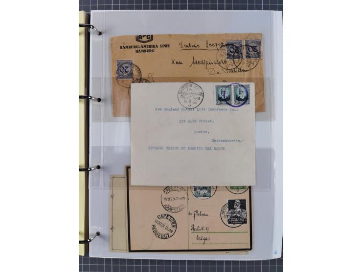 1924/36, Sammlung “DSP LINIE HAMBURG-OSTAFRIKA A-E +a-c” mit 24 Briefen, Karten und GSK, dabei u.a. zwei R-Briefe, dazu Forsc