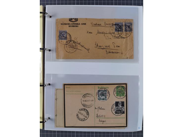 1924/36, Sammlung “DSP LINIE HAMBURG-OSTAFRIKA A-E +a-c” mit 24 Briefen, Karten und GSK, dabei u.a. zwei R-Briefe, dazu Forsc