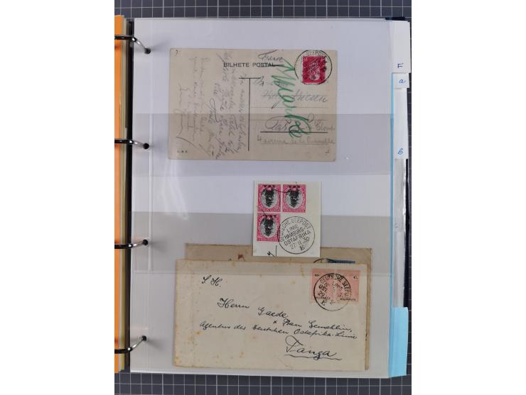 1924/36, Sammlung “DSP LINIE HAMBURG-OSTAFRIKA A-E +a-c” mit 24 Briefen, Karten und GSK, dabei u.a. zwei R-Briefe, dazu Forsc
