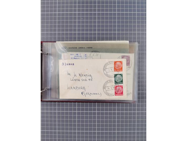 1936/39, Sammlung “DSP Deutsche Afrika-Linien/Hamburg-Afrika” mit ca. 65 Briefen, Karten und GSK, dabei viele verschiedene St