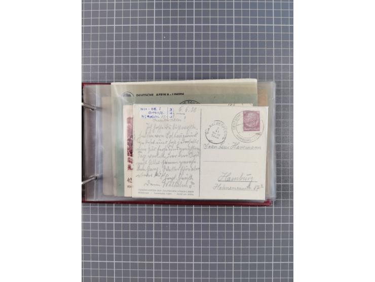 1936/39, Sammlung “DSP Deutsche Afrika-Linien/Hamburg-Afrika” mit ca. 65 Briefen, Karten und GSK, dabei viele verschiedene St