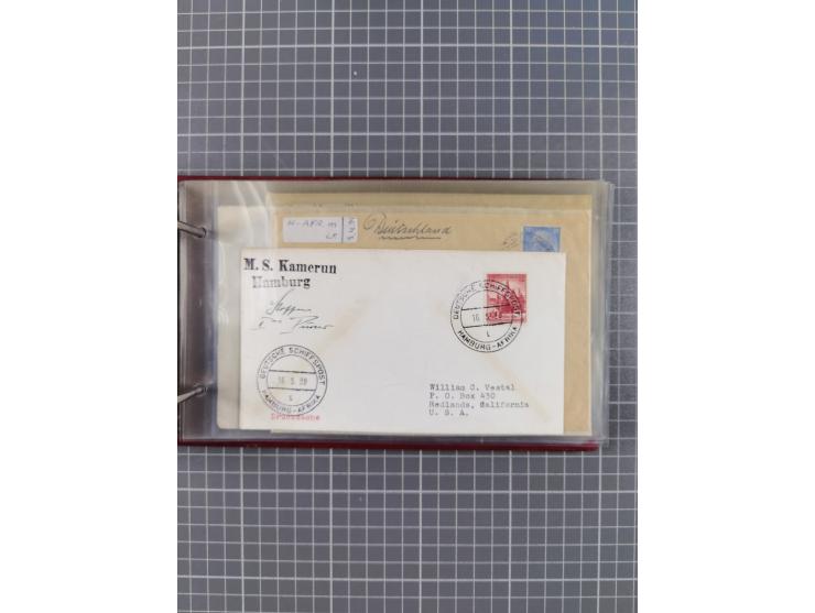 1936/39, Sammlung “DSP Deutsche Afrika-Linien/Hamburg-Afrika” mit ca. 65 Briefen, Karten und GSK, dabei viele verschiedene St