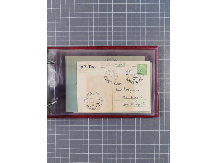 1936/39, Sammlung “DSP Deutsche Afrika-Linien/Hamburg-Afrika” mit ca. 65 Briefen, Karten und GSK, dabei viele verschiedene St