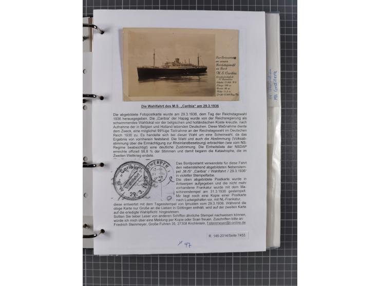 1933/39, Sammlung “DSP Hamburg-Amerika” (Westindien und Cuba-Mexiko) mit fast 50 Briefen, Karten und GSK, dabei Bedarfspost, 