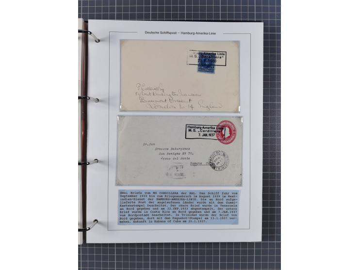 1933/39, Sammlung “DSP Hamburg-Amerika” (Westindien und Cuba-Mexiko) mit fast 50 Briefen, Karten und GSK, dabei Bedarfspost, 