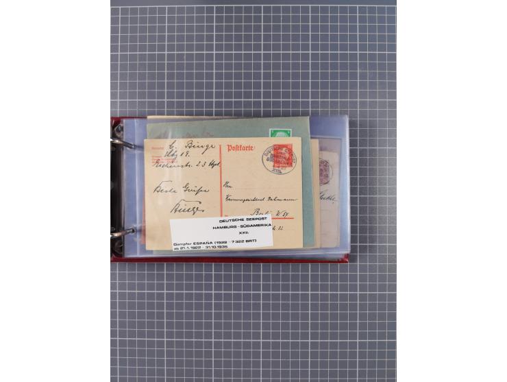 1891/1935 (ca.), umfangreiche Sammlung “DSP LINIE HAMBURG-SÜDAMERIKA I-LV” mit ca. 470 Briefen, Karten und GSK sowie wenigen 