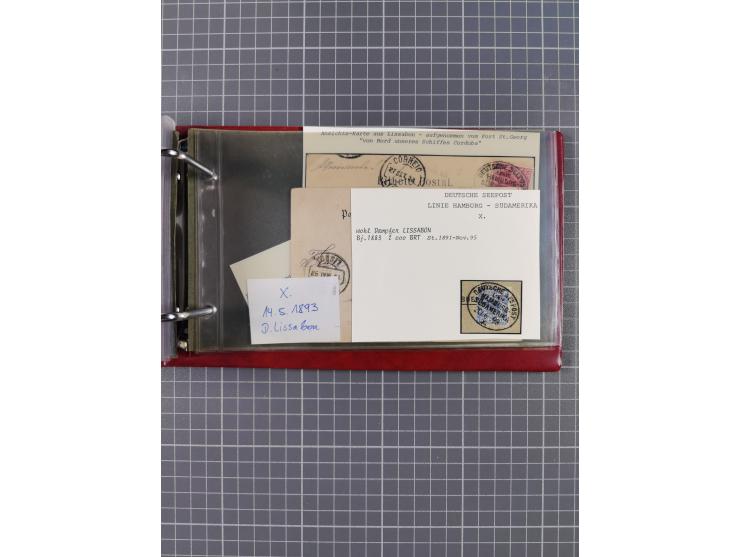 1891/1935 (ca.), umfangreiche Sammlung “DSP LINIE HAMBURG-SÜDAMERIKA I-LV” mit ca. 470 Briefen, Karten und GSK sowie wenigen 