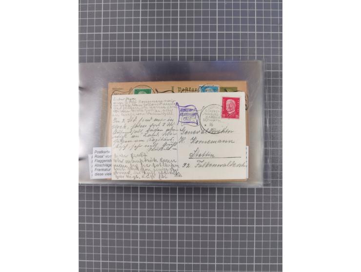 1925/35, kleine Sammlung Flaggenstempel “DSP HAMBURG-SÜDAMERIKA” mit ca. 90 Briefen, Karten und GSK, dabei u.a. zwei R-Briefe